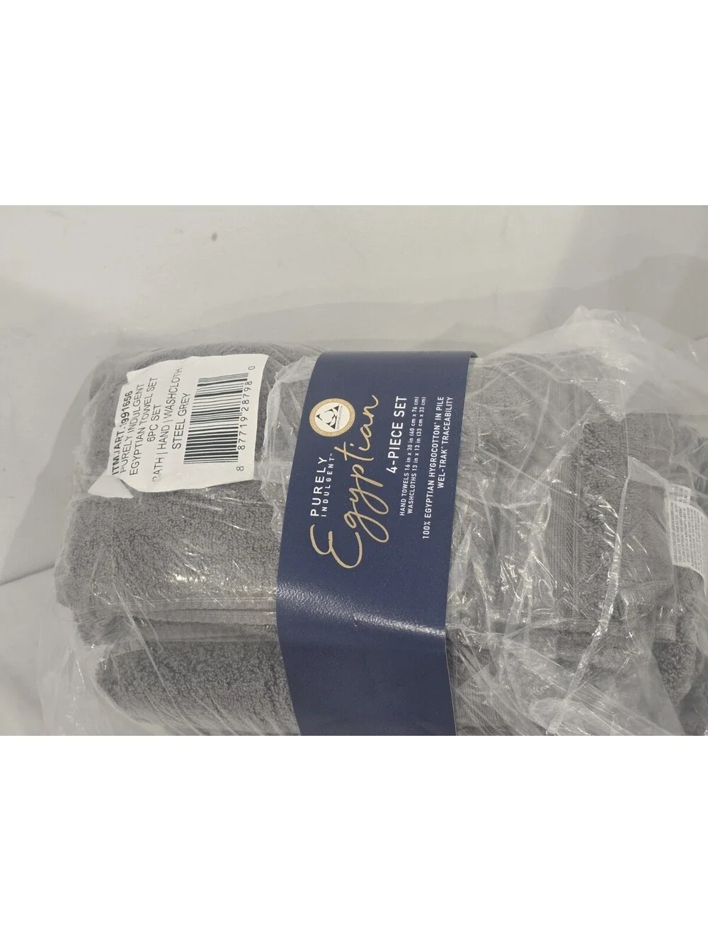 Purely Indulgent Egyptian Hygrocotton Silver 4-Piece Towel Set Hand Washcloths